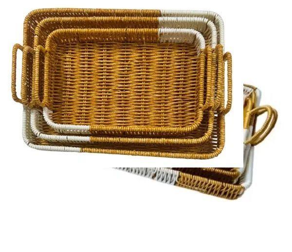 Set de Cestas Cuadradas Tejidas a Mano con Asas 5x 25x35 cm, 5x20x30 cm y 5x30x40 cm-0