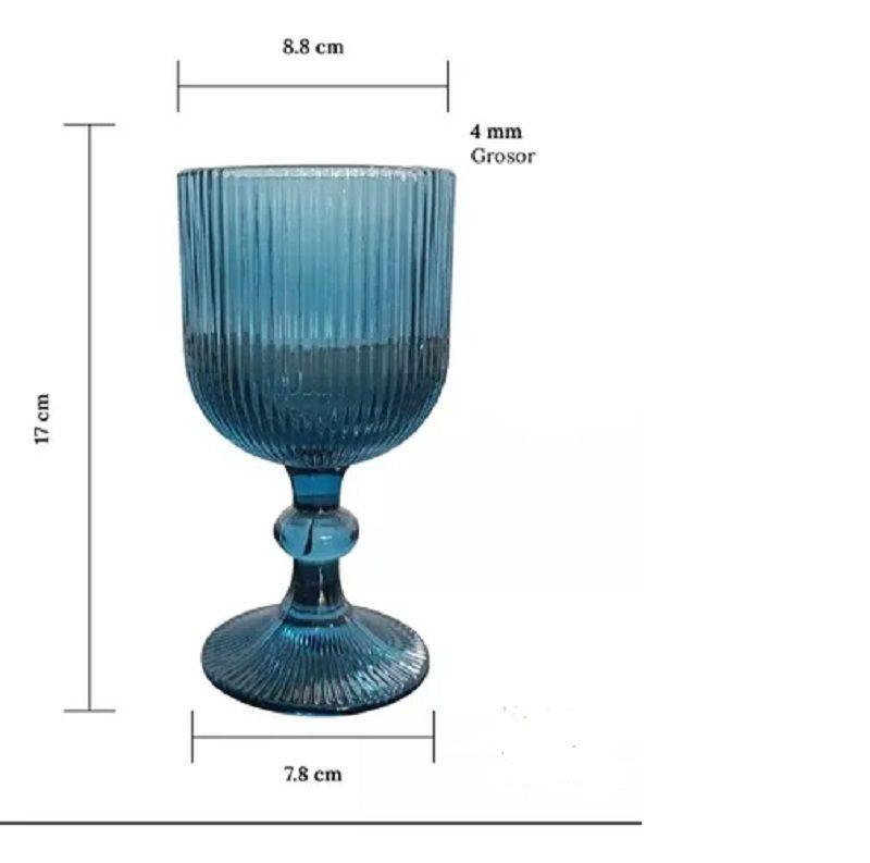 Set de 6 Copas de Vino de Cristal Azul (300 ml)-2