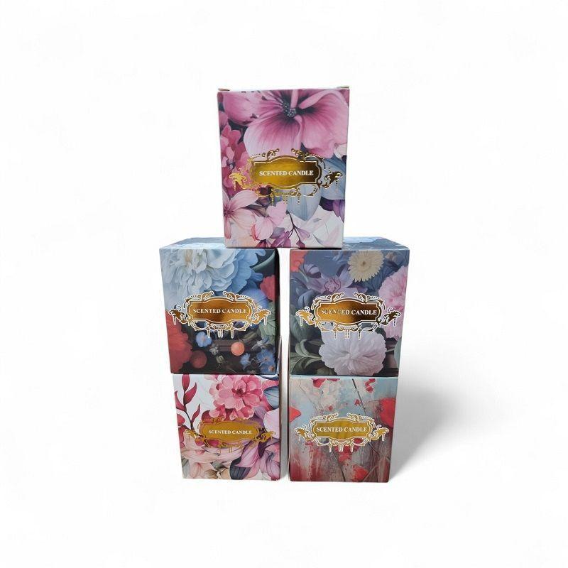 Velas aromática en vaso con diseño de Flores-4