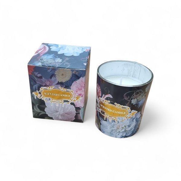 Velas aromática en vaso con diseño de Flores-2