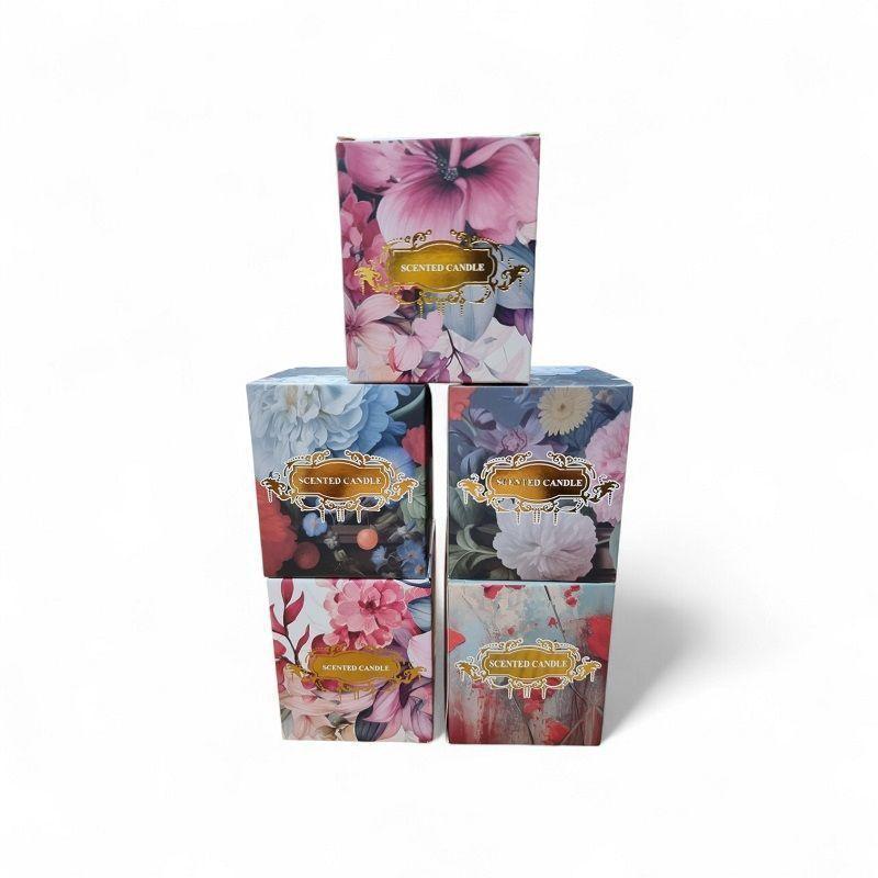 Velas aromática en vaso con diseño de Flores-4