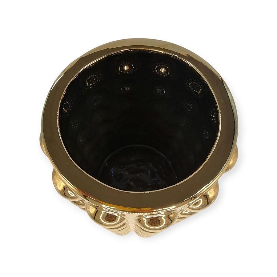 FLORERO DECORATIVO, JARRÓN DE CERÁMICA CON BURBUJAS COLOR DORADO -2