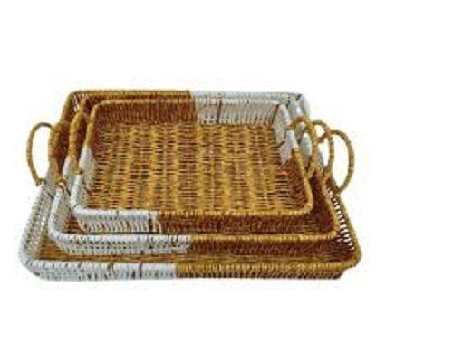 Set de Cestas Cuadradas Tejidas a Mano con Asas, Talla S:  5 x 25 x 25 cm, Talla M: 5 x 30 x 30 cm T-1
