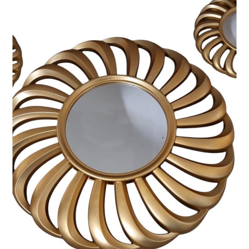 Set de Espejos Decorativos Forma Floral  Color Dorado 3 Piezas-1