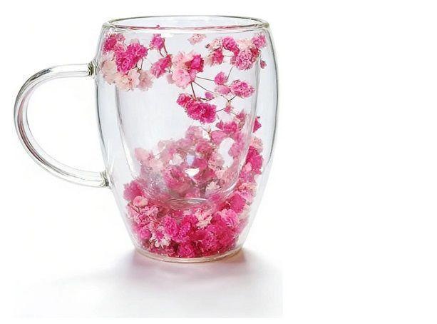 TAZAS DOBLE PARED CON FLORES ETERNAS 350ML 12cm * 8 cm-2