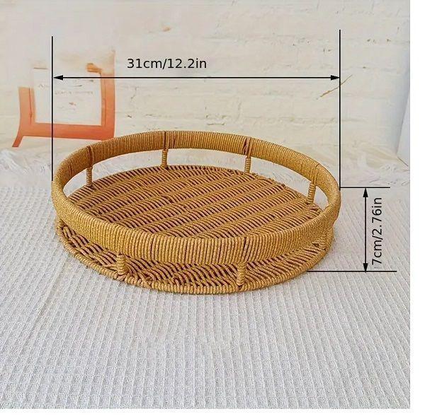 Bandeja Tejida Redonda Decorativa para Servir – 31x 31 x 7 cm-3