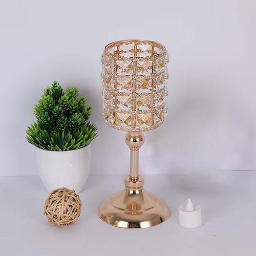 Candelabro de Hierro Dorado y Cristal para Centro de Mesa (25 x 13 cm)-1