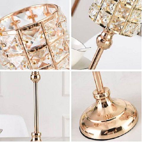 Candelabro de Hierro Dorado y Cristal para Centro de Mesa (25 x 13 cm)-2