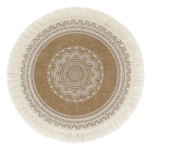 Set 4 Manteles Individuales De Mesa con decoración Etnia, yute 38cm-2