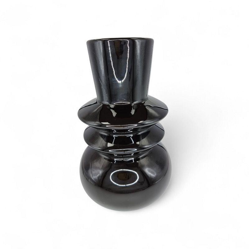 JARRON FLORERO DECORATIVO DE CRISTAL NEGRO VINTAGE (20 x 7cm)-0