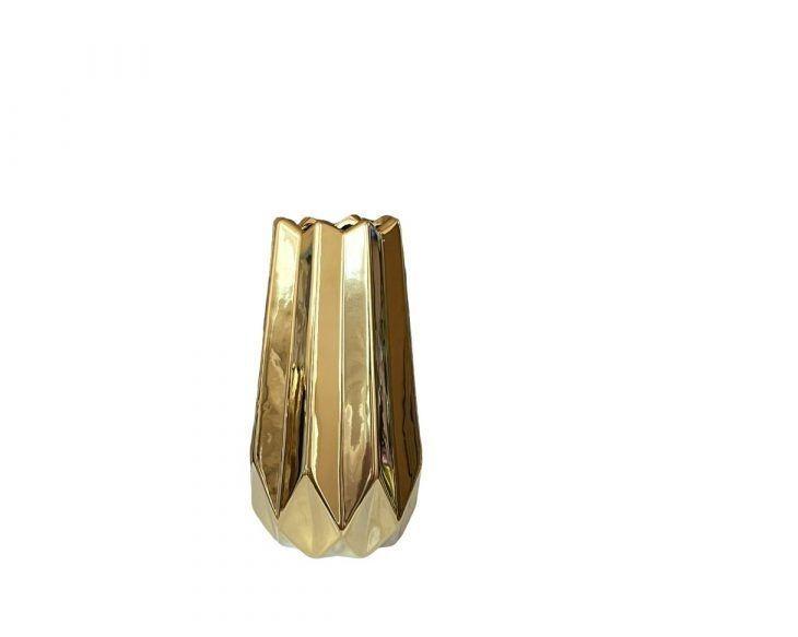 JARRON DE CERAMICA NORDICO DECORATIVO TALLA M, COLOR DORADO MEDIDA 20* 7-2