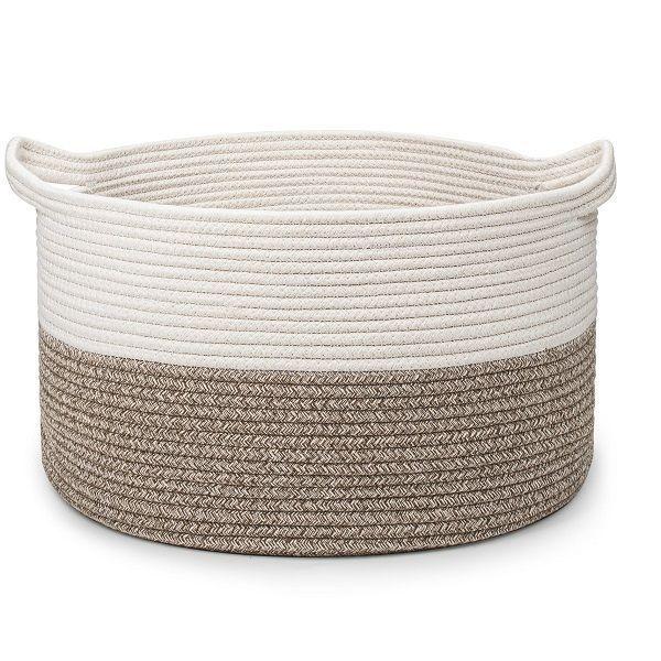 Cesta de almacenamiento de ropa tejida con cuerda, 55 x 55 x 35 cm-0