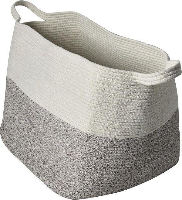Cesta de almacenamiento de ropa tejida con cuerda, 55 x 55 x 35 cm-1