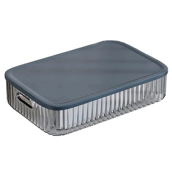 Caja organizadora plástica con tapa color gris 35 cmx 23.5 cmx 8 cm-1