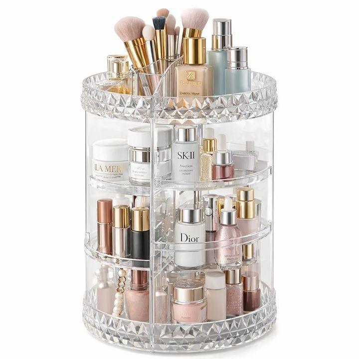 Organizador de Maquillaje  Acrílico Giratorio 360°  (26*35 *22 cm)-3