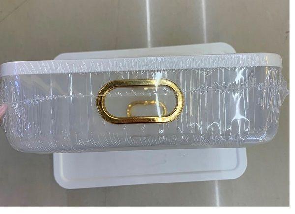 Caja organizadora plástica con tapa color blanca, 35 cmx 23.5 cmx 8 cm-2