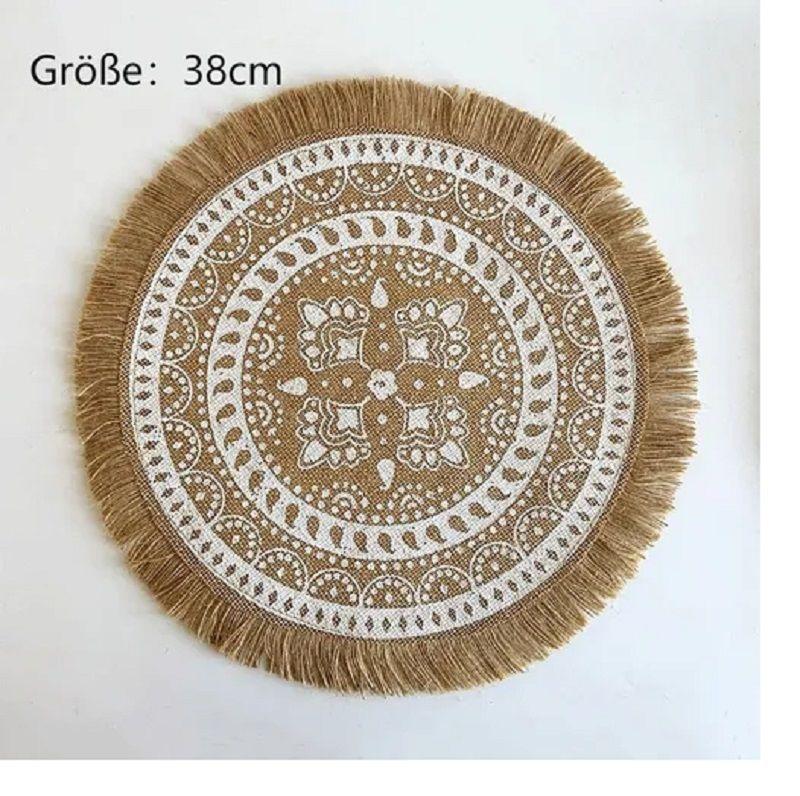 Manteles Individuales De Mesa con decoración Etnia, yute 38 cm-2
