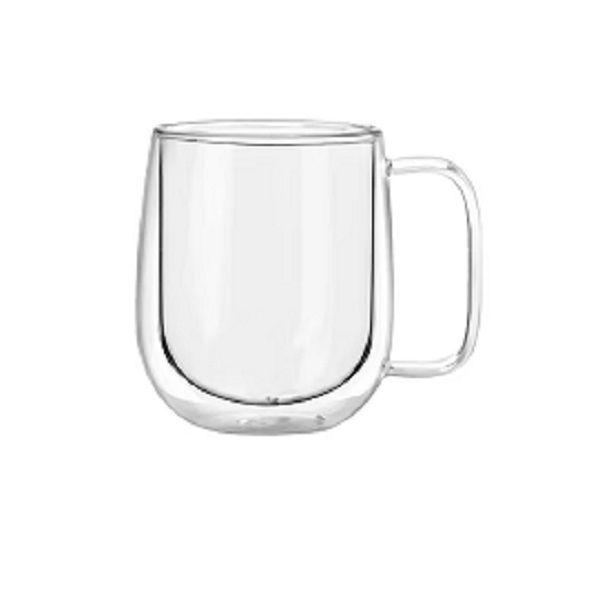 Tazas de vidrio transparente  de café  doble pared 350 ml 12 cm* 9 cm-2
