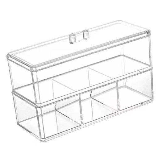 Organizador Transparente de Acrílico con Tapa, 2 niveles  (23.3 x 13.3 x 9.5 cm)-0