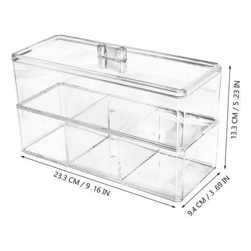 Organizador Transparente de Acrílico con Tapa, 2 niveles  (23.3 x 13.3 x 9.5 cm)-2
