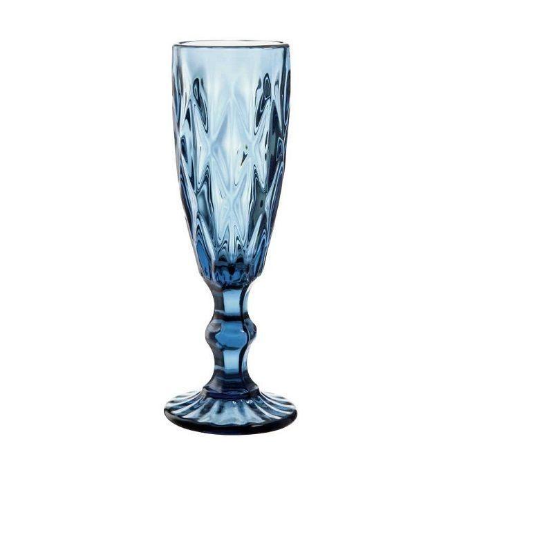 Copa de Vino para Espumante de Vidrio – Set de 6 Unidades Color Azul-3