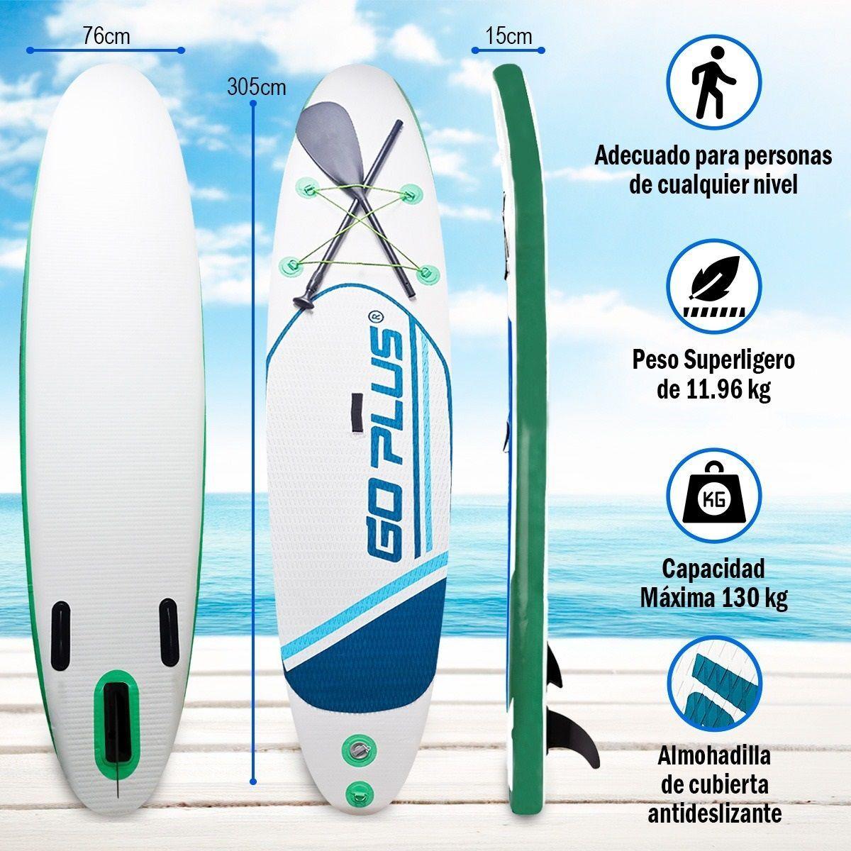 Tabla inflable de Sup TS05 Blanco con verde agua -1