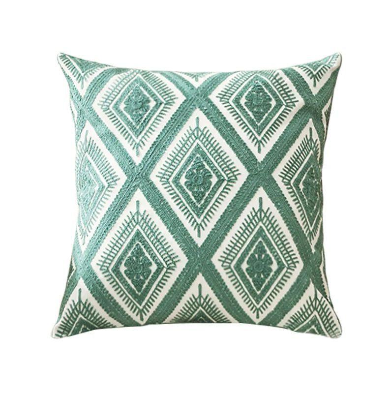 Cojín Bordado Diseño de rombo geométrico en Lino 45×45 cm-3