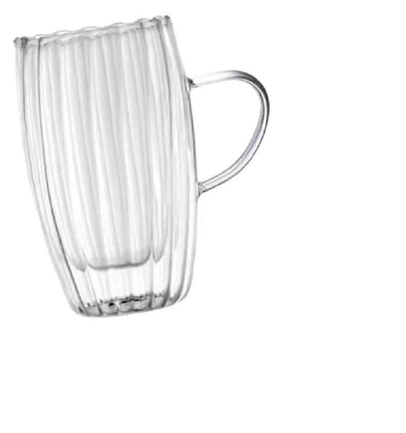 Taza de vidrio transparente doble pared con relieve – 450 ml-2