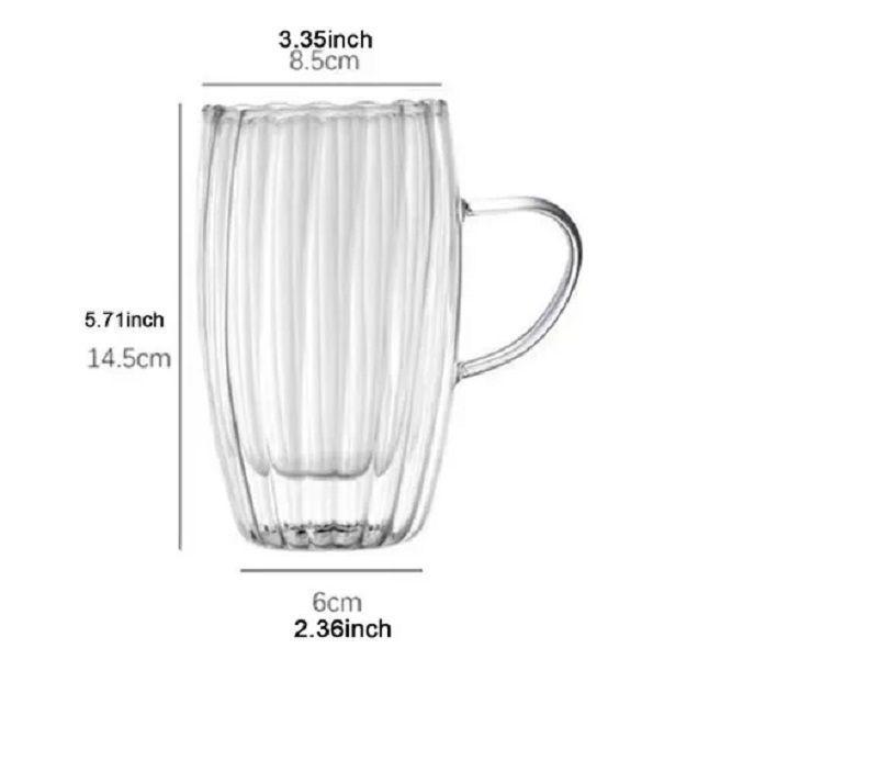 Taza de vidrio transparente doble pared con relieve – 450 ml-0