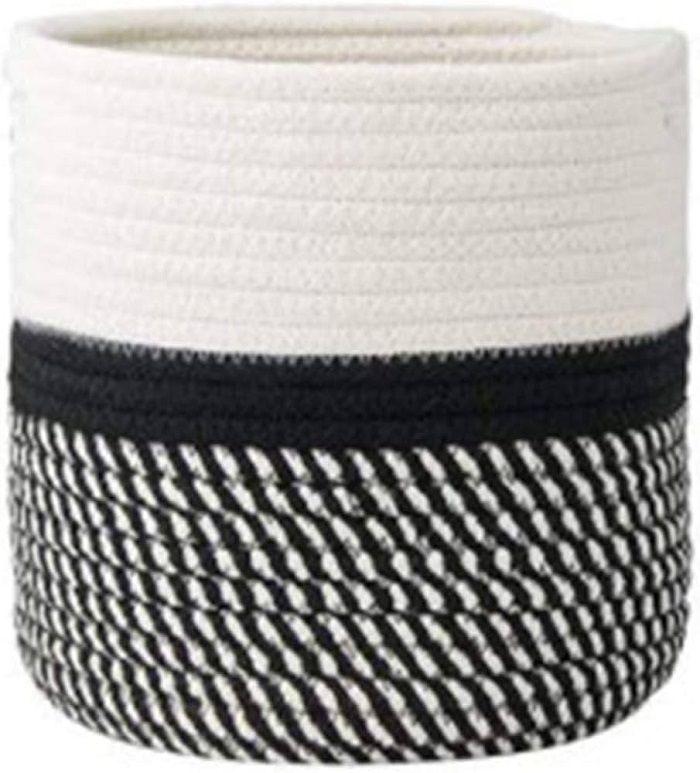 Cestas De Tejidas entrelazadas en color negro y blanco, Cesto almacenamiento tejido, Cuerda 30 x 30-2