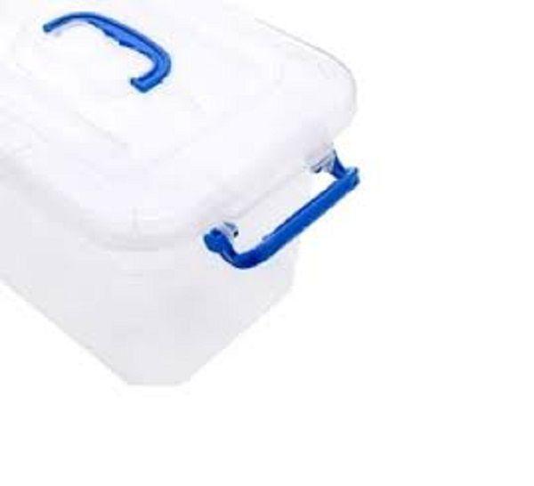 Caja de almacenamiento de plástico con tapa, transparente 38.7 x 26.5 x 20.7 cm-2