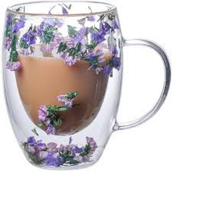 TAZAS DOBLE PARED CON FLORES ETERNAS COLOR MORADAS  350ML 12cm * 8 cm-2