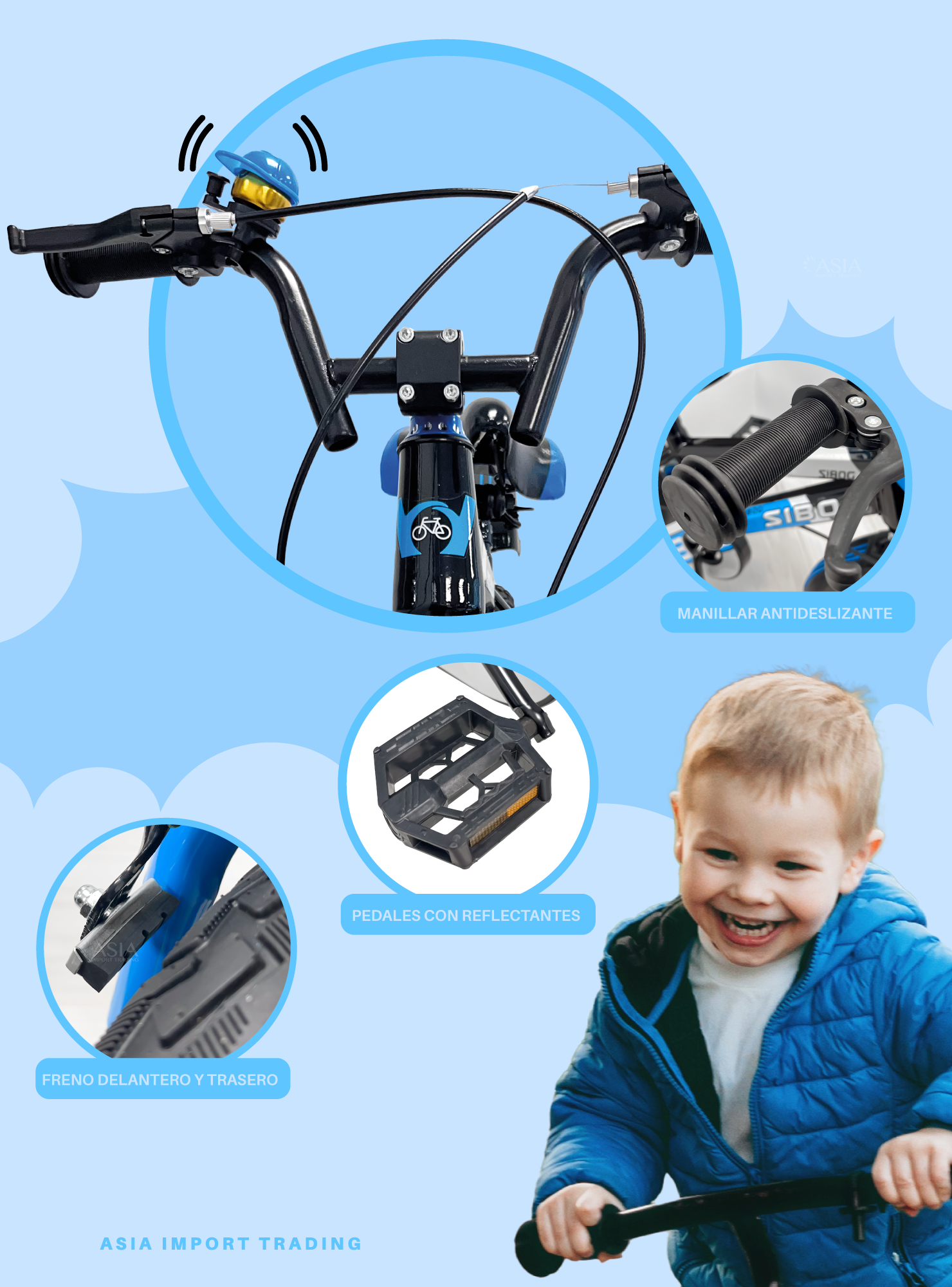 Bicicleta Infantil Aro 12 Azul -2