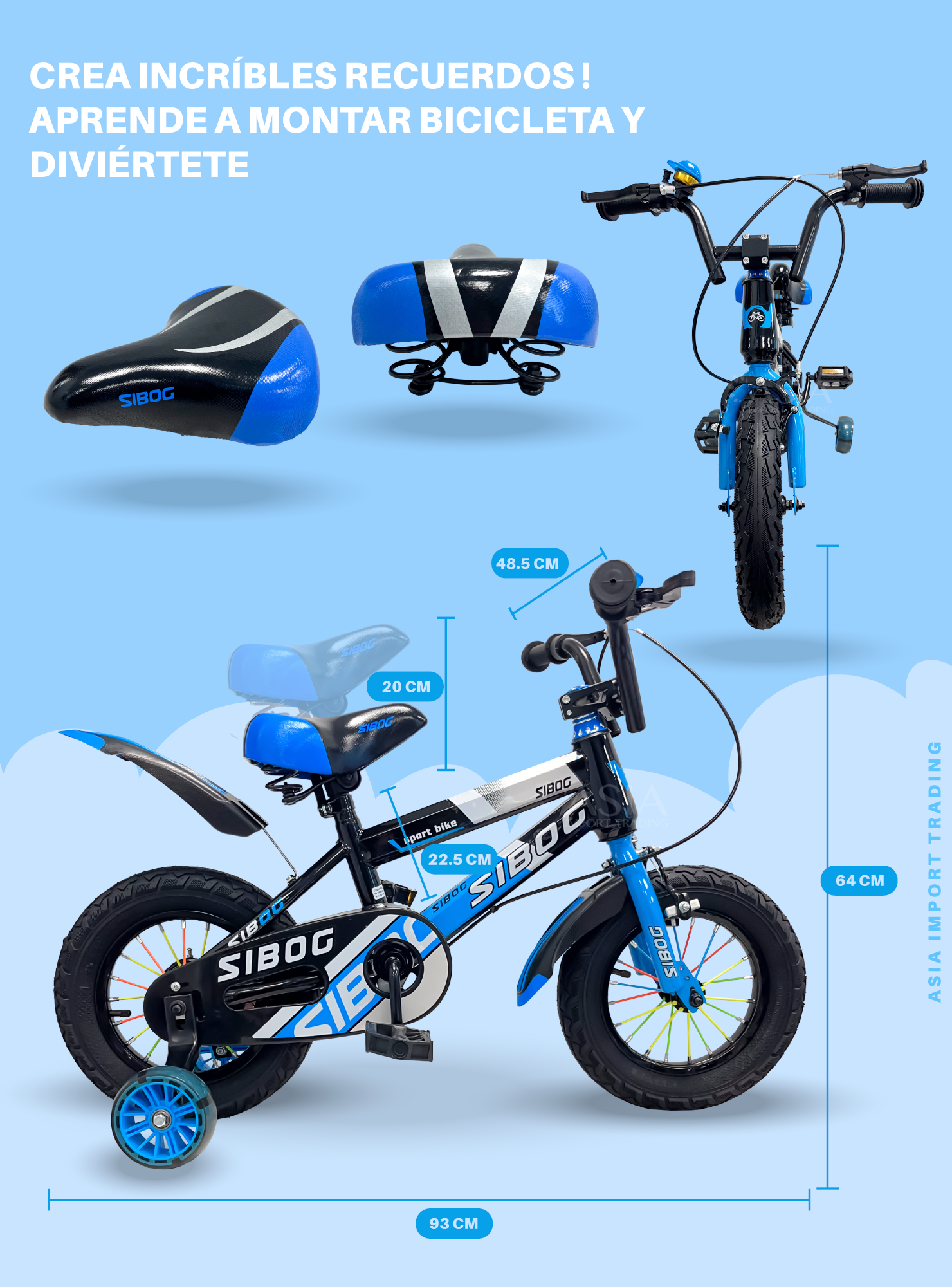 Bicicleta Infantil Aro 12 Azul -3