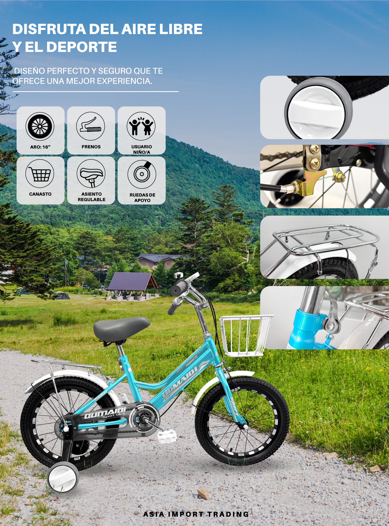 Bicicleta Infantil Aro 16 Celeste-1