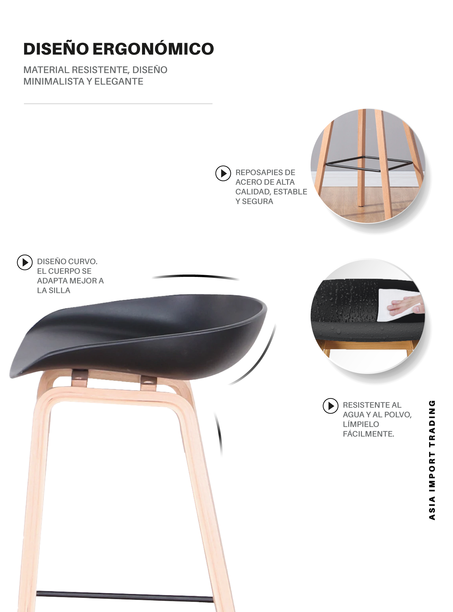 Silla Taburete color Negro -2