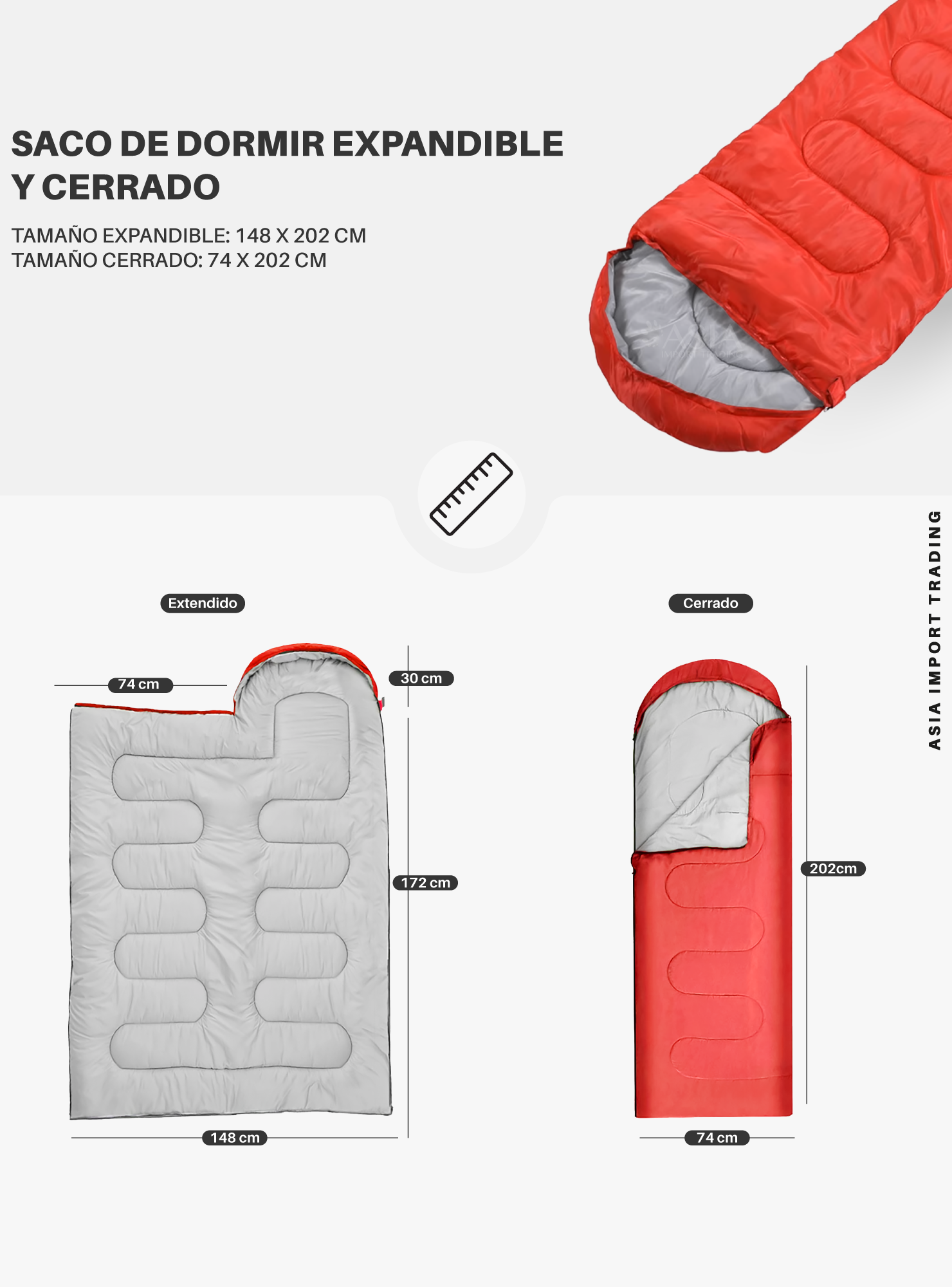 Saco de Dormir Extendible color Rojo-3