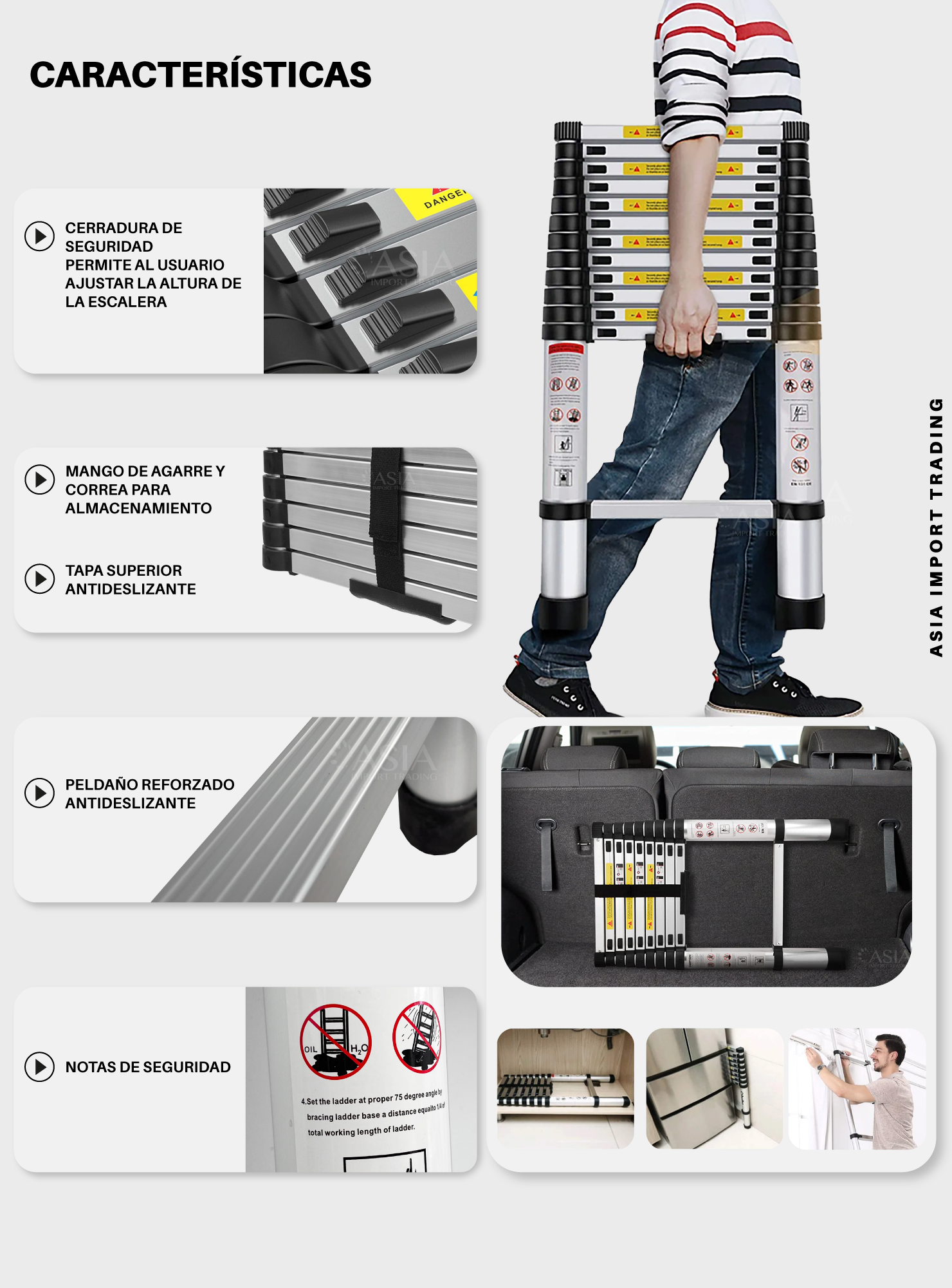 Escalera Retractil Telescopica 3.8 mt-2