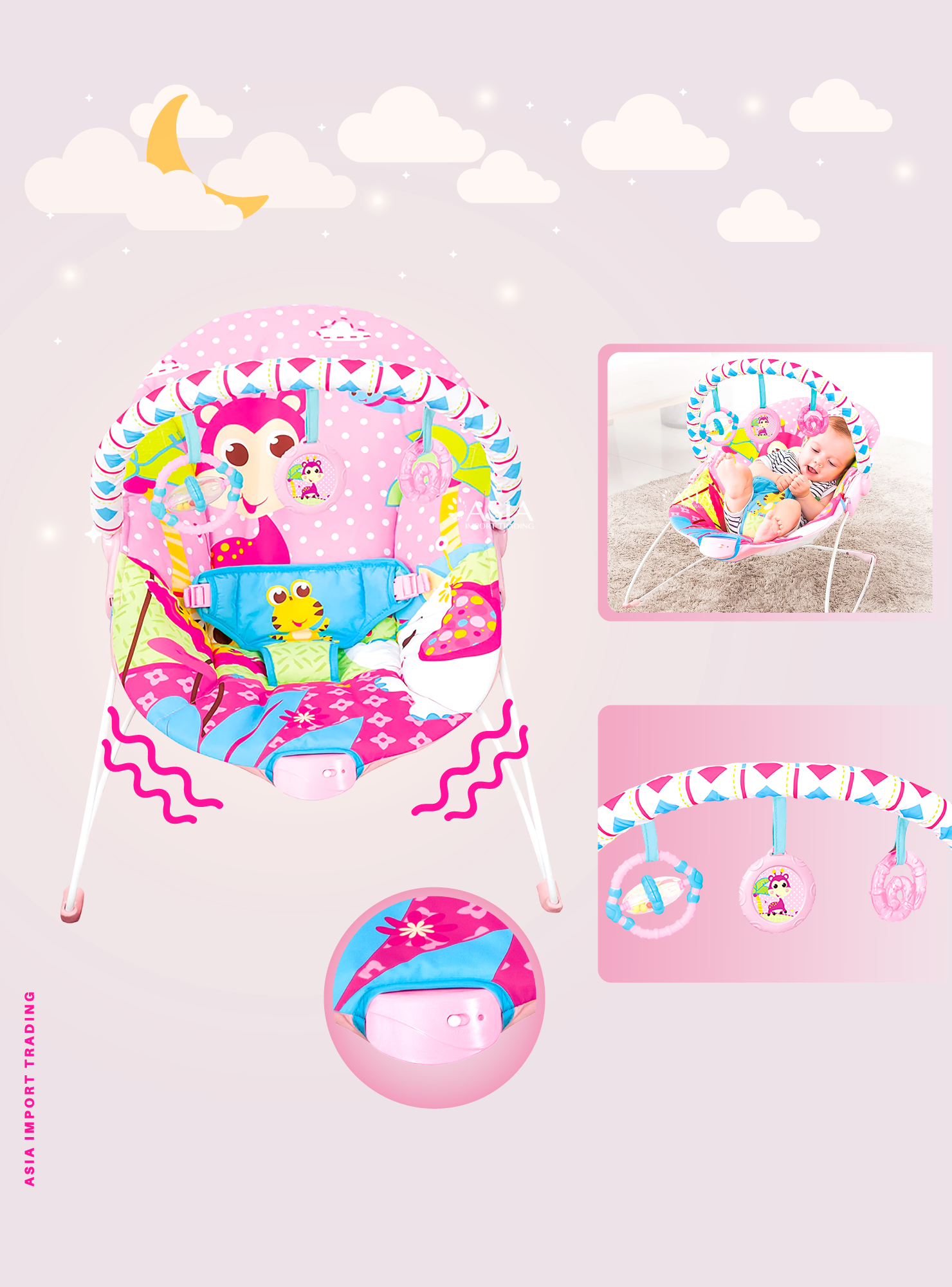 Mecedora con Vibracion color Rosado-1