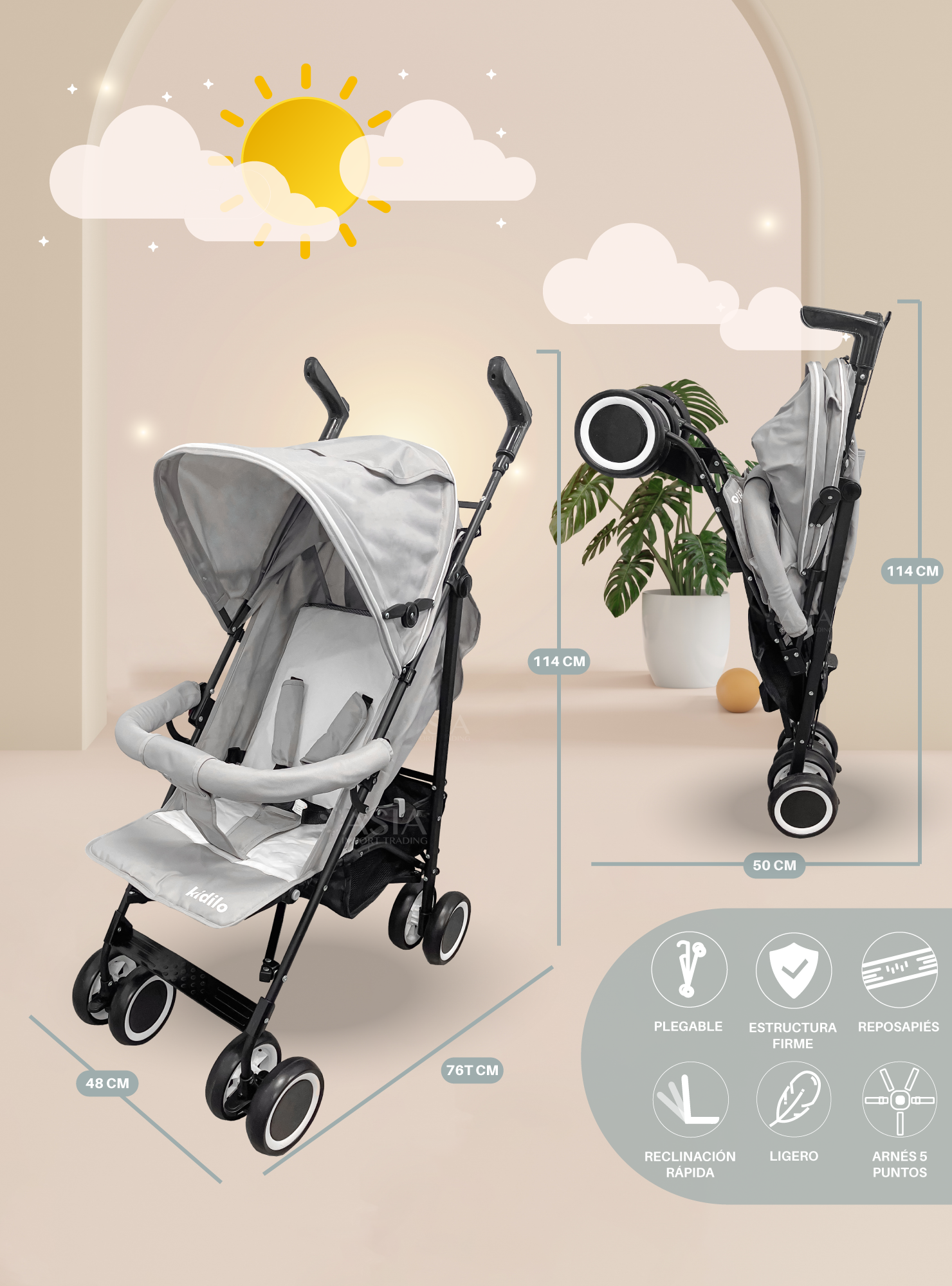 Coche Paragua color Gris-3