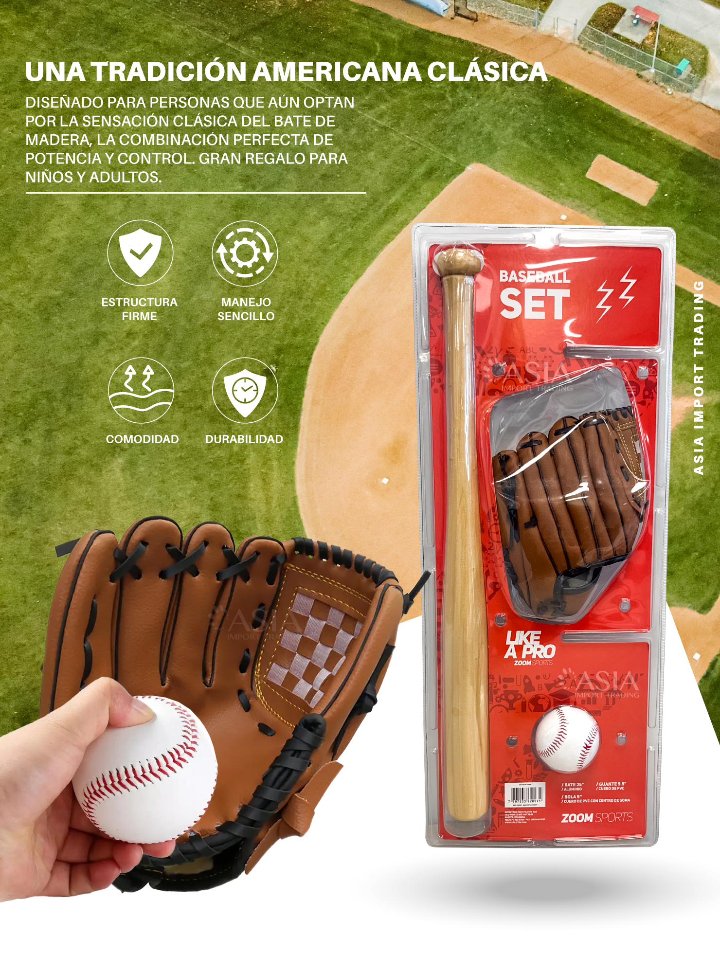 Set de Baseball Bate Madera-1