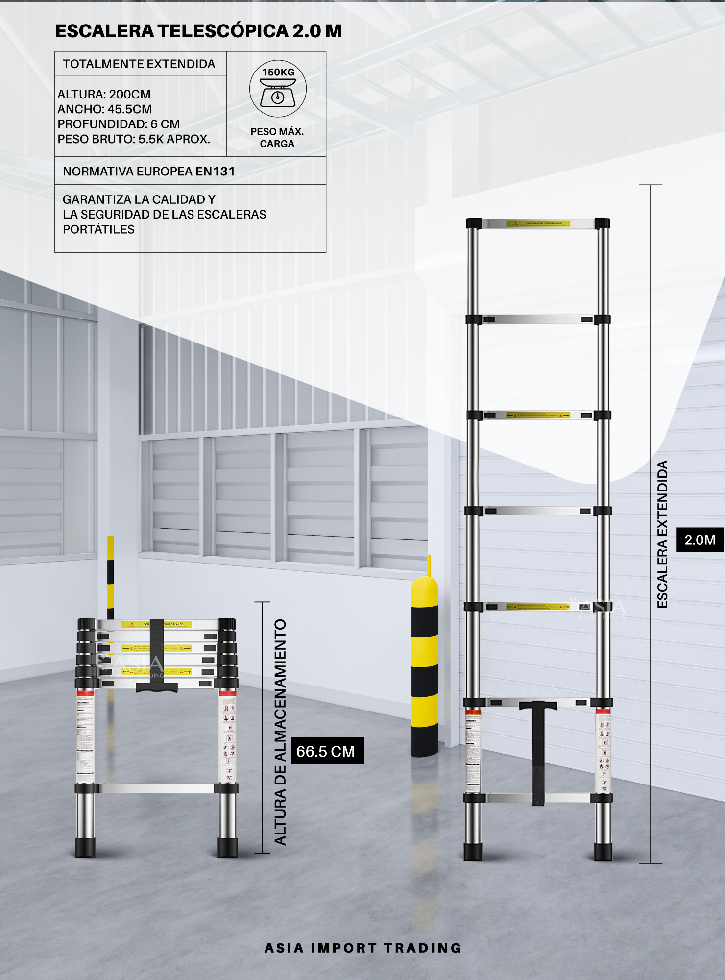 Escalera Retractil Telescopica 2.0 mt -3