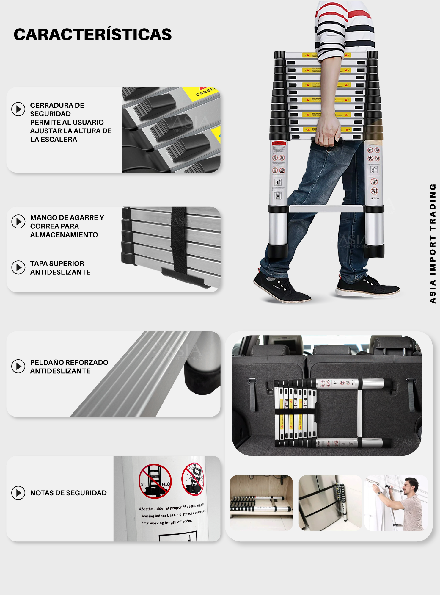 Escalera Retractil Telescopica 2.6 mt-2
