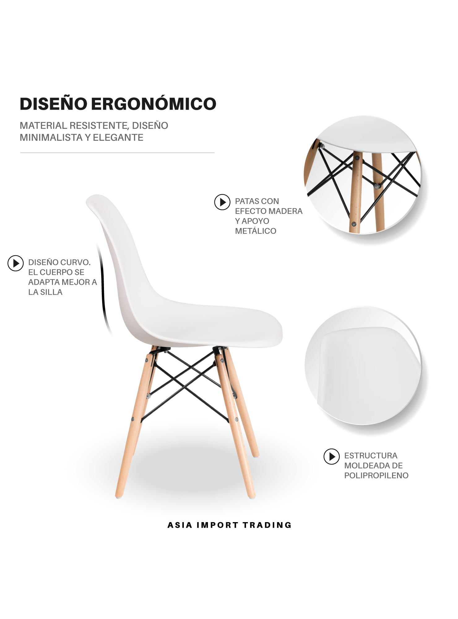 Silla estilo moderno Blanca-2