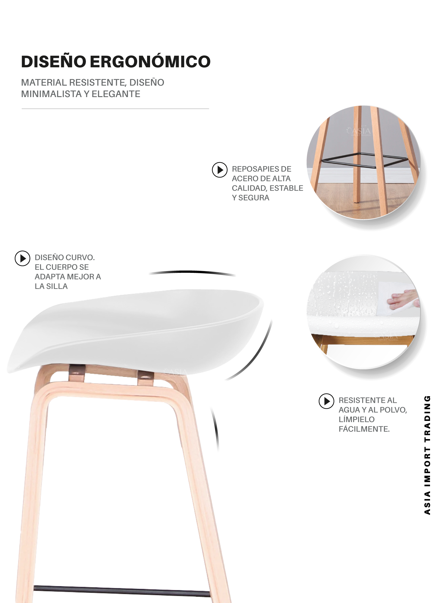 Silla Taburete color Blanco-2