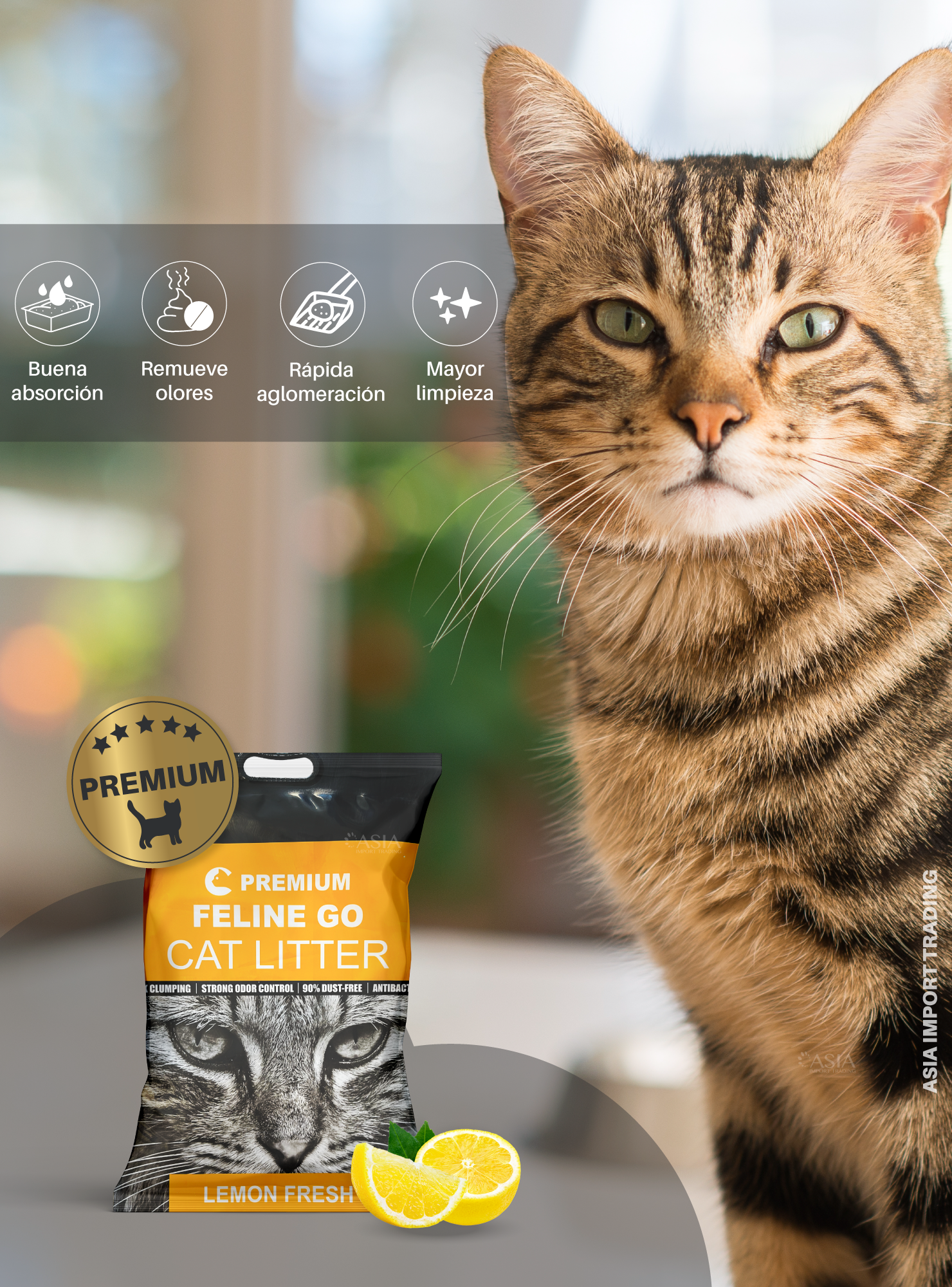 Arena para gatos Premium aroma Limon 16k-2