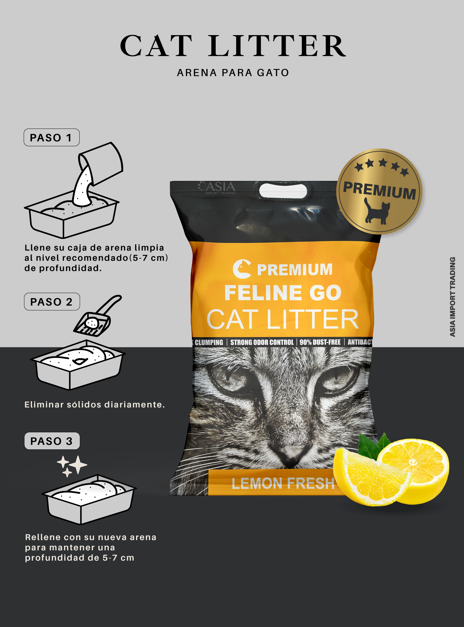 Arena para gatos Premium aroma Limon 16k-4