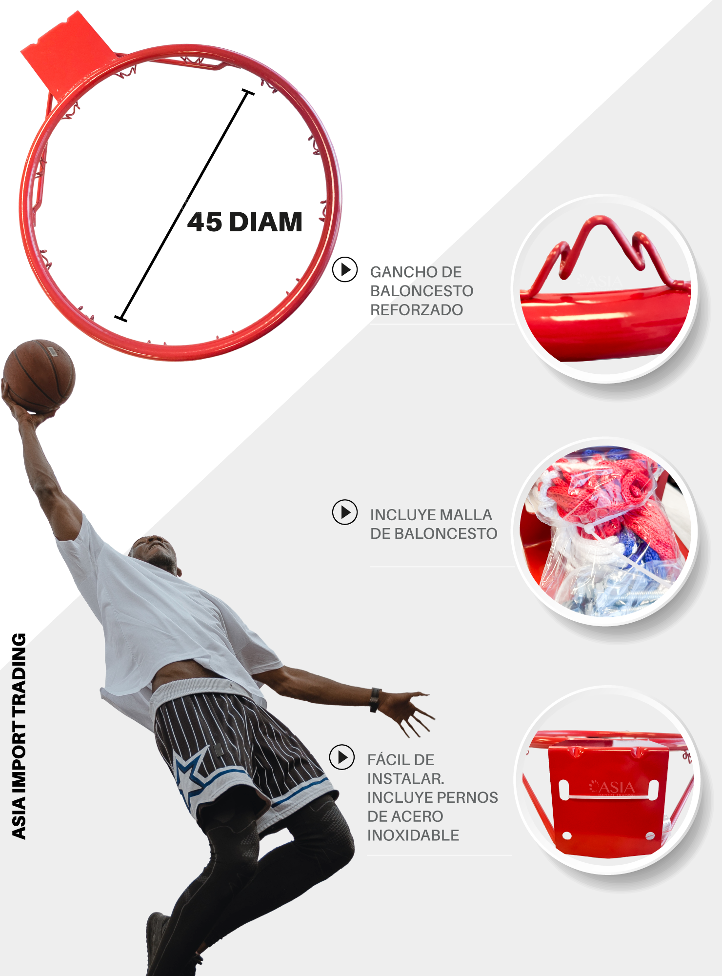 Aro de Básquetbal PWRFitness Modelo ARC-3905-2