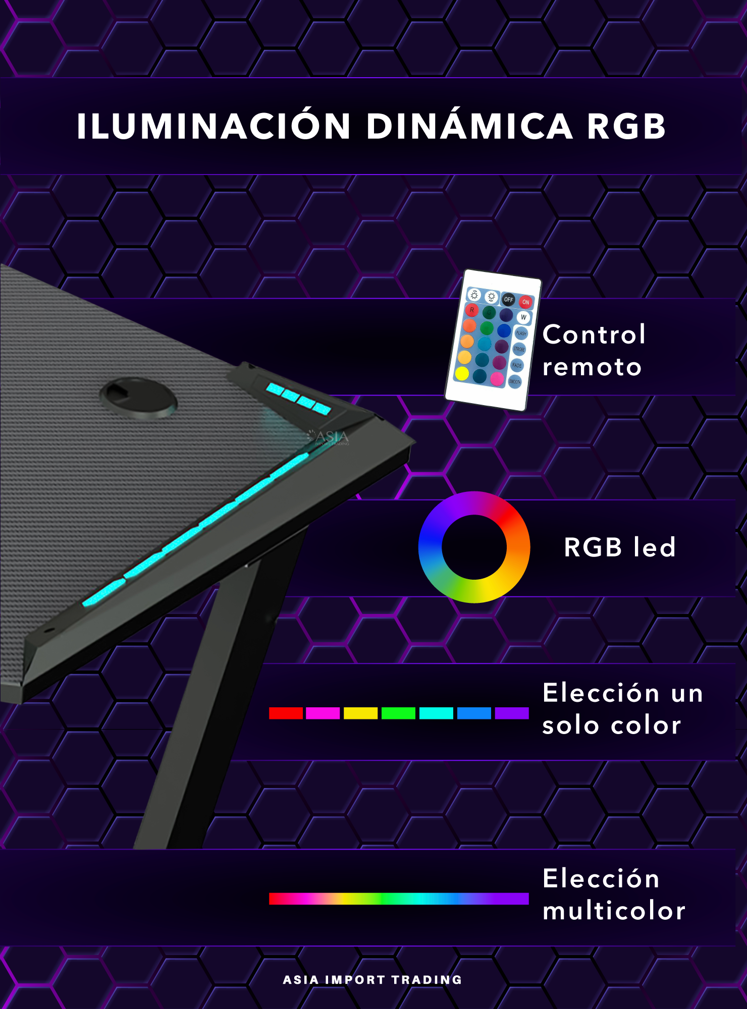 Escritorio Gamer RGB Pro 120 cm-3