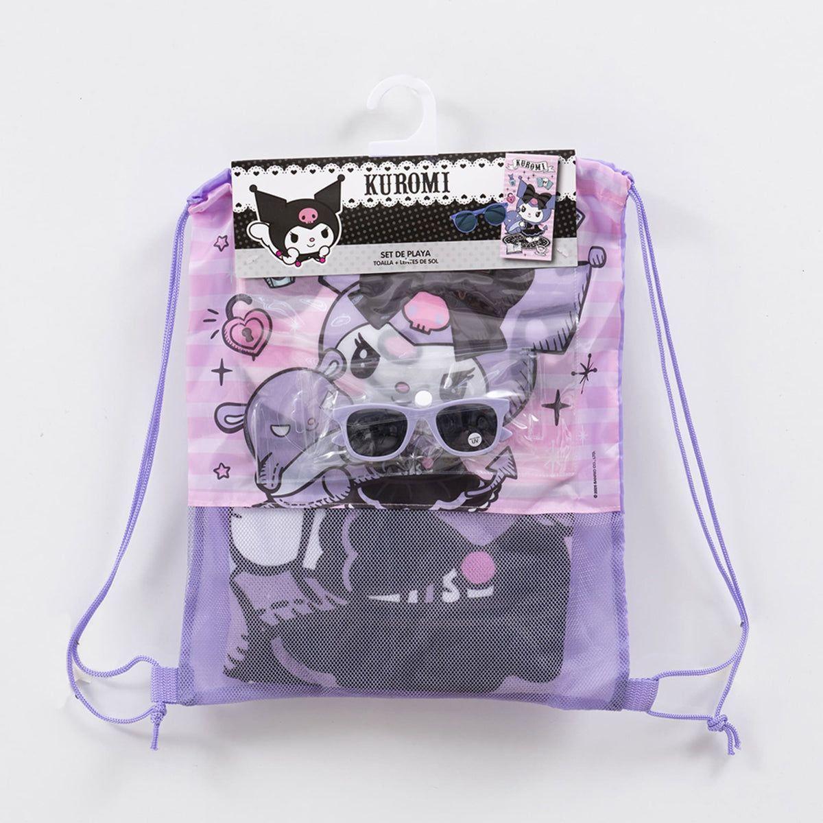 Set Toalla, Lentes de Sol y Bolso diseño Kuromi Bruja-2